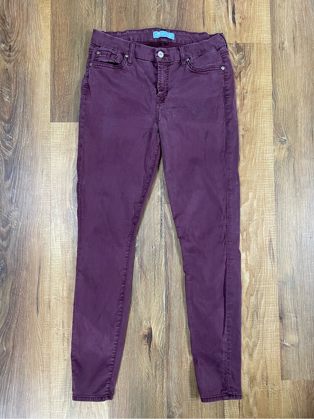 7 for all mankind high-waist purple red skinny jeans 28